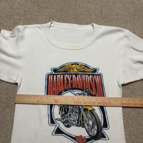 Vtg Harley-Davidson Thermal Shirt Mens Small White Motorcycle Long Sleeve 90s US - Picture 7 of 10